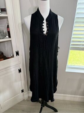 Gaya Black Sleeveless Swim Cover-Up Tunic with slits on side